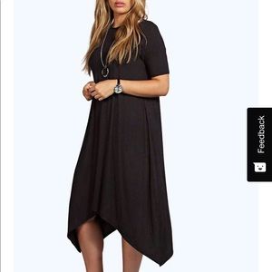 Boohoo plus hanky hem dress in BLACK